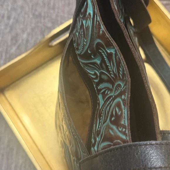 PATRICIA NASH Elegant Brown and Turquoise Tote Bag - Picture 3 of 8